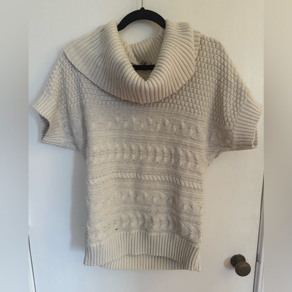 Cream Textured Cowl Neck Sweater